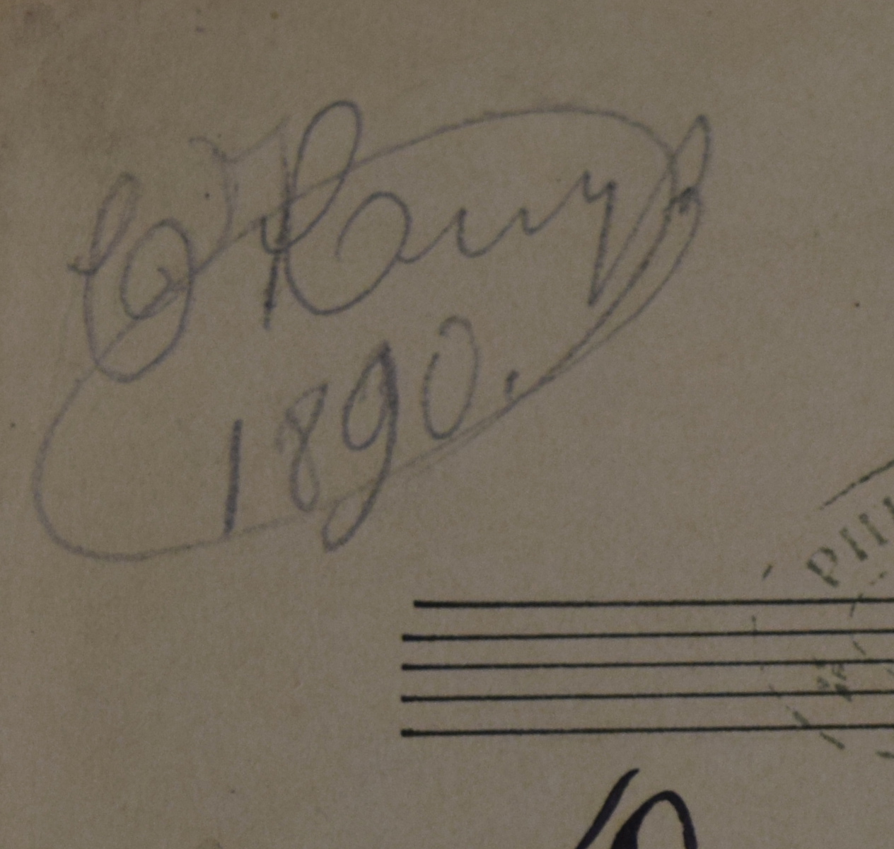 Fragment met de naam van de musicus, gedateerd 1890. B-Bc E05056.